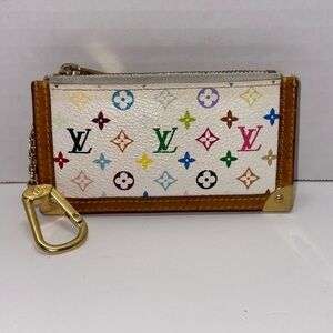 LOUIS VUITTON Monogram Multicolor Key Pouch White